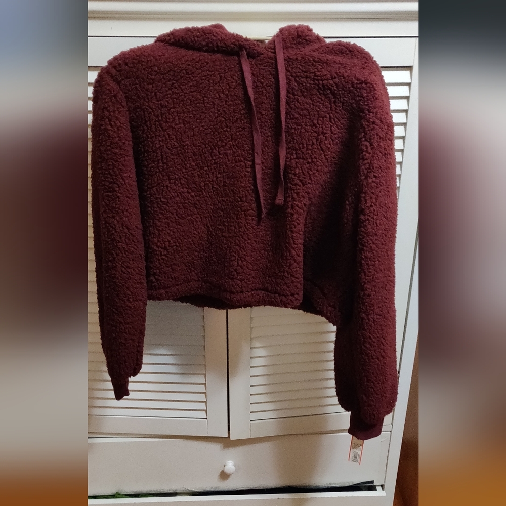 Colsie Women's XL Crisp Berry Sherpa Lounge Sweatshirt NWT